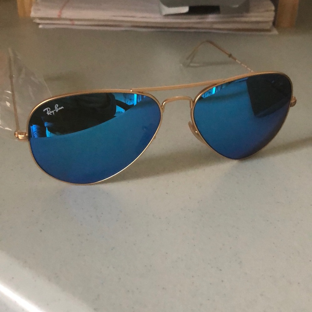 Brand new blue Ray Ban Aviators